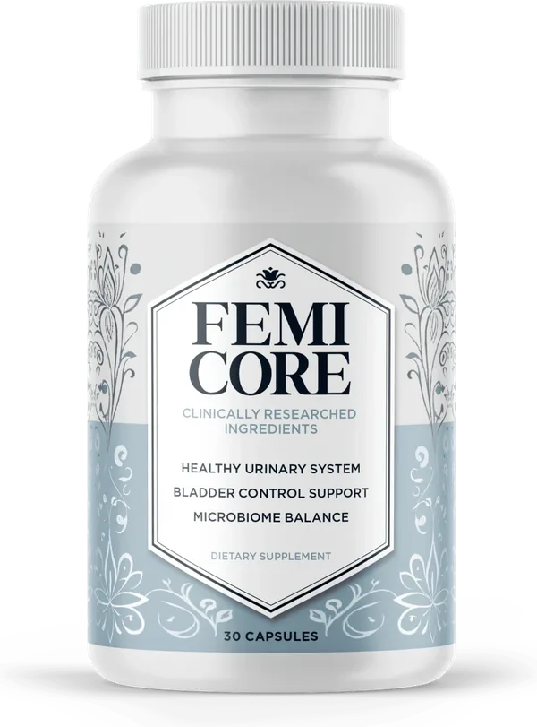 One white FemiCore bottle (the 2-bottle pack ships two)